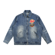 Load image into Gallery viewer, "Flow" no matter the obstacle" Vintage Wash Zip Up Denim Jacket
